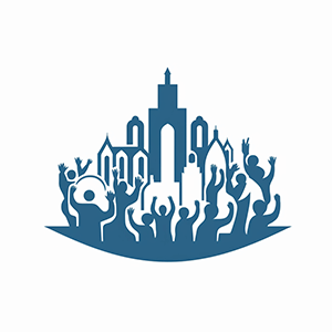 Icon for Empowering Communities showing a community of people celebrating together